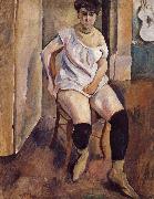 The Woman wearing yellow short boots Jules Pascin